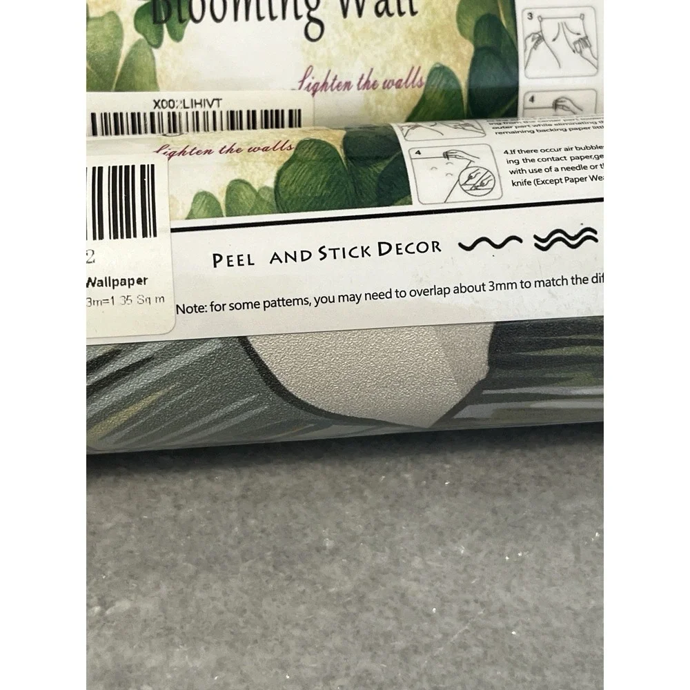 2 Rolls Blooming Multicolor PS042 Peel & Stick Wallpaper- Tropical Leaves- Palms